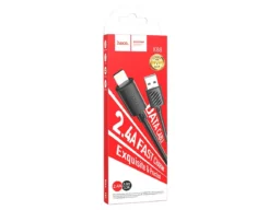 Кабель USB - 8 pin HOCO X88 Gratified, 1.0м, круглый, 2.4A, силикон, цвет: чёрный (1/33/330)