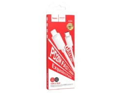 Кабель Type-C - 8 pin HOCO X88 Gratified, 1.0м, круглый, 2.4A, силикон, PD20W, цвет: белый