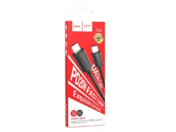 Кабель Type-C - 8 pin HOCO X88 Gratified, 1.0м, круглый, 2.4A, силикон, PD20W, цвет: чёрный