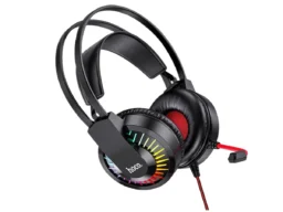 Наушники полноразмерные HOCO W105 Joyful gaming, пластик, подсветка, микрофон, AUX, 1,2м, красный