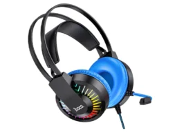 Наушники полноразмерные HOCO W105 Joyful gaming, пластик, подсветка, микрофон, AUX, 1,2м, синий