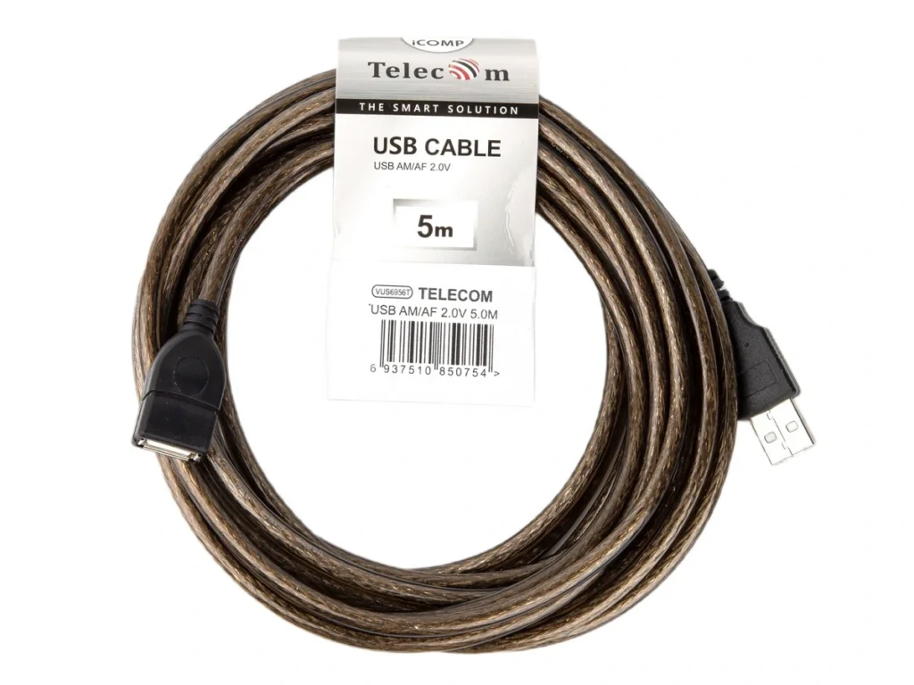 Кабель удлинительный USB2.0 AM/AF прозрачная изоляция 5m Telecom (1/75)