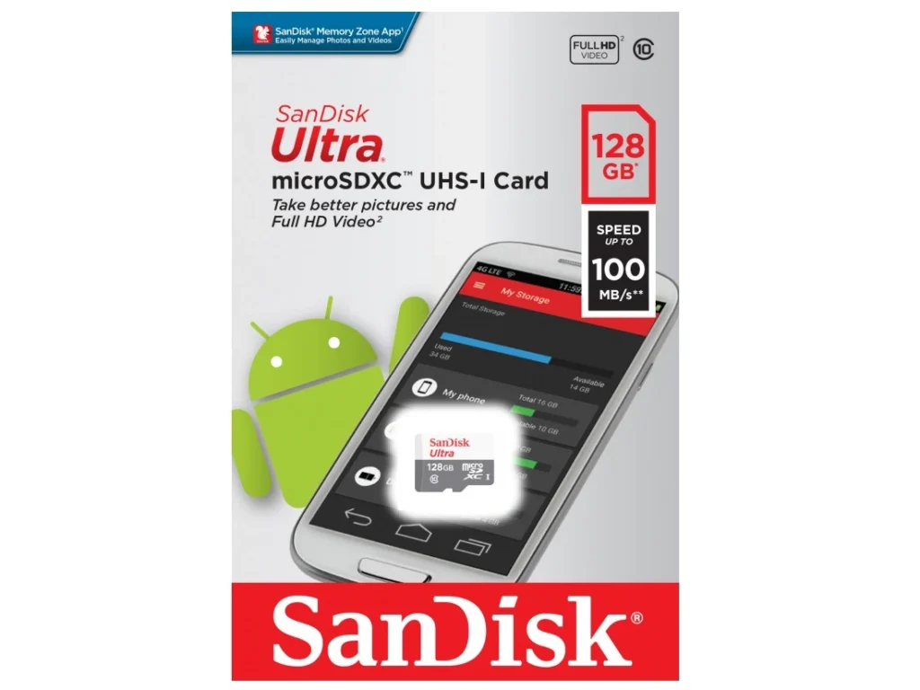 MicroSD 128GB SanDisk Class 10 Ultra UHS-I (100 Mb/s) без адаптера