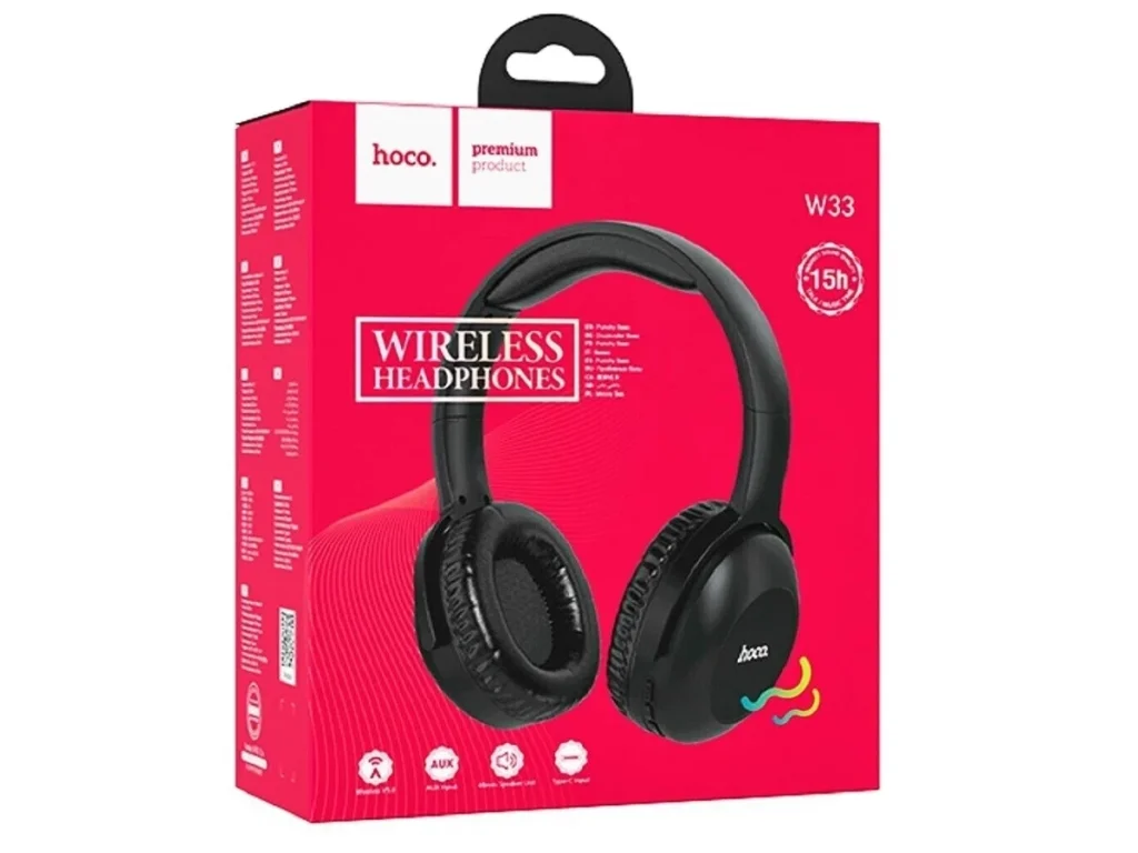 Наушники полноразмерные HOCO W33 Art, пластик, bluetooth 5.0, AUX, цвет: чёрный (1/30)