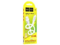 Кабель USB - микро USB HOCO X85 Strength, 1.0м, круглый, 2.4A, силикон, цвет: белый (1/33/330)