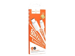 Кабель Type-C - Type-C HOCO X88 Gratified, 1.0м, круглый, 2.4A, силикон, PD60W, цвет: белый (1/34)