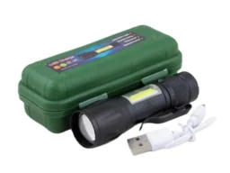 Фонарь в руку 520 (T-6, Аккум.-встроенный, кейс, micro-USB, фокус) + боковой диод