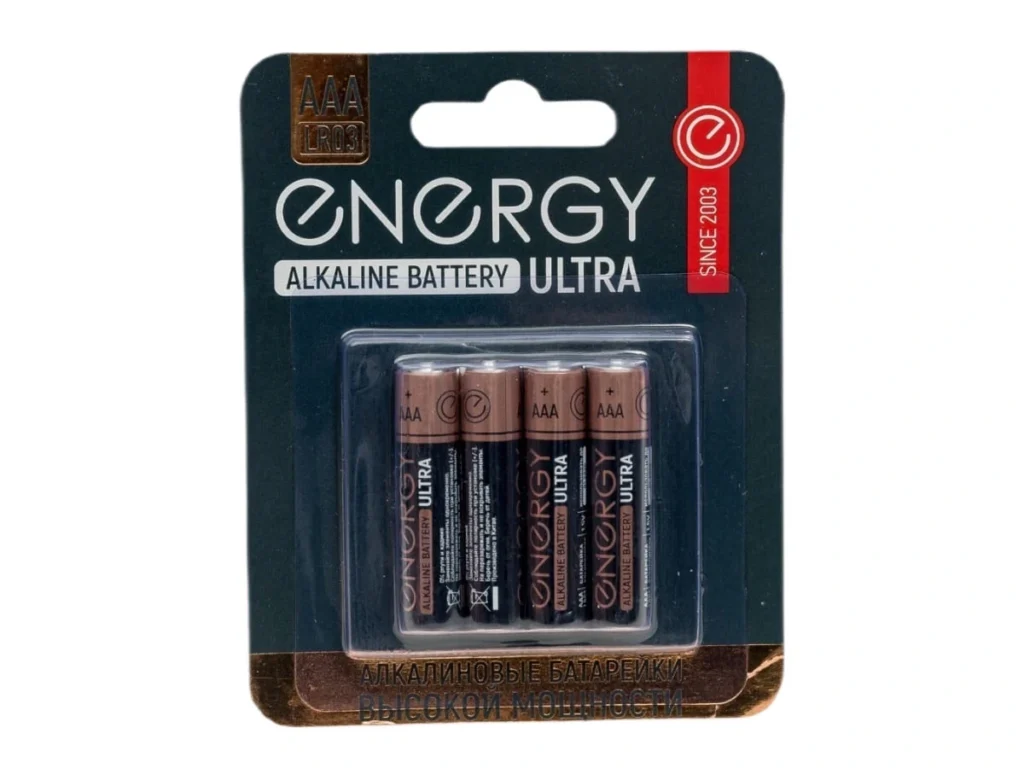 Элемент питания Energy Ultra LR03/4B (АAА) (4/48/576)