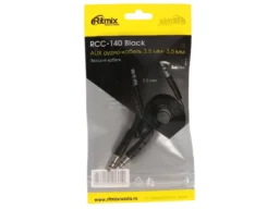 Кабель RITMIX RCC-140, Jack3.5 (M) - Jack3.5 (M), аудио, черный, 1 м, плоский (1/1000)