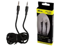 Кабель RITMIX RCC-240 Jack3.5 (M) - Jack3.5 (M), аудио, черный, 1 м., тканевая оплетка (1/200)