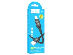 Кабель USB - 8 pin HOCO X91 Radiance, 3.0м, 2.4A, ткань, цвет: чёрный (1/25/250)