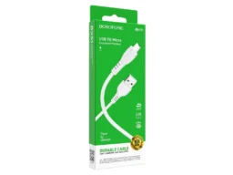 Кабель USB - микро USB Borofone BX51, 1.м, 2.4A, пластик, цвет: белый (1/360)
