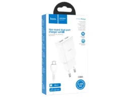 СЗУ 2 USB HOCO C88A Star, 2400mA, пластик, кабель микро USB, 1.0м, цвет: белый (1/12/120)