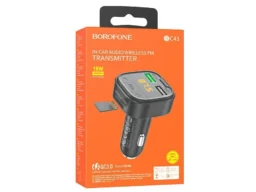 FM-трансмиттер Borofone BC43 Flash, пластик, кабель Type-C, 8 pin, QC3.0, 2-in-1, цвет: чёрный (30/1