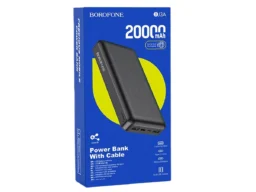 Акк.внешн. Borofone BJ3A, 20000mAh, пласт, индикатор, 2 USB выхода, микро, Type-C , 2.0A, чёрный