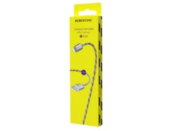 Кабель USB - 8 pin Borofone BX24 Ring, 1.0м, круглый, 2.1A, нейлон, цвет: серый(1/648)