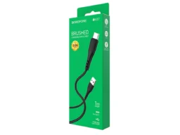 Кабель USB - Type-C Borofone BX37, Wieldy, 1.0м, круглый, 3.0A, силикон, цвет: чёрный(1/360)