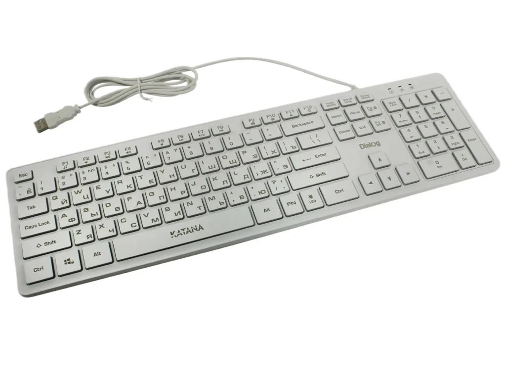 Клавиатура KK-ML17U WHITE Dialog Katana - Multimedia, с янтарной подсветкой клавиш, USB, белая