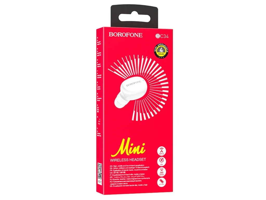 Наушники внутриканальные Borofone BC34, MIKEY, bluetooth 5.0, моно, цвет: белый(1/192)