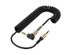 AUX 1.8м. (JD-238) СПИРАЛЬ угловой с пружиной (Black)