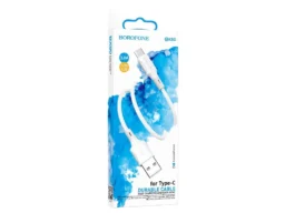 Кабель USB - Type-C Borofone BX80, 1.0м, круглый, 2.4A, силикон, цвет: белый (1/33/330)
