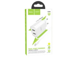 СЗУ 2 USB HOCO C103A Courser, 2.1A, кабель 8 - pin, цвет: белый (1/13/130)