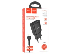 СЗУ 2 USB HOCO C88A, Star, 2400mA, пластик, кабель 8 pin, цвет: чёрный(1/12/120)