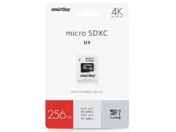MicroSDXC 256GB Smart Buy Сlass 10 UHS-I U3 + SD адаптер