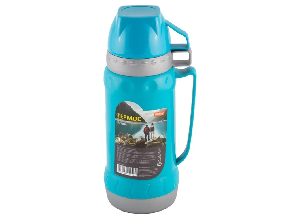 Термос в пластиковом корпусе со стеклянной колбой ACQUA, 1,0 л (2 чашки) (1/12)