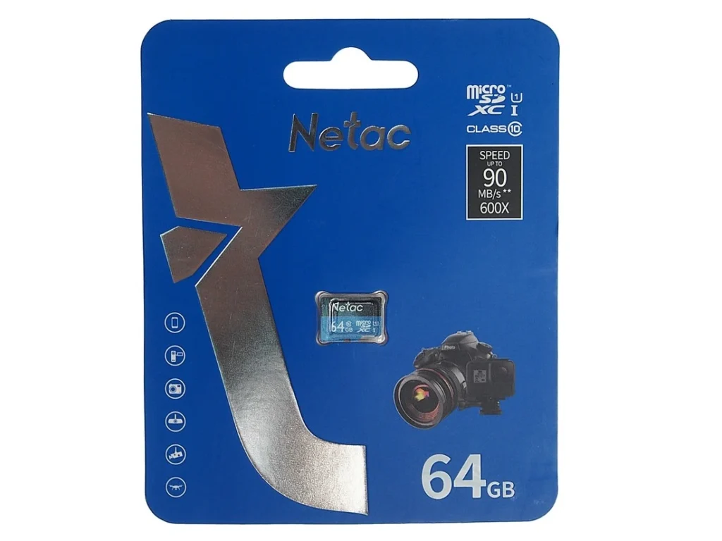 MicroSD 64GB Netac P500 Standard Class 10 UHS-I (90 Mb/s) без адаптера