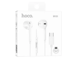 Наушники внутриканальные HOCO M101 Crystal, микрофон, кнопка ответа, кабель Type-C, цвет: белый