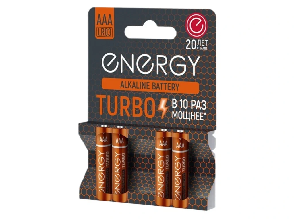 Элемент питания Energy Turbo LR03/4B (АAА) (4/64/576)