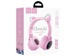Наушники полноразмерные HOCO W27 Cat Ear, bluetooth, цвет: розовый (1/30)