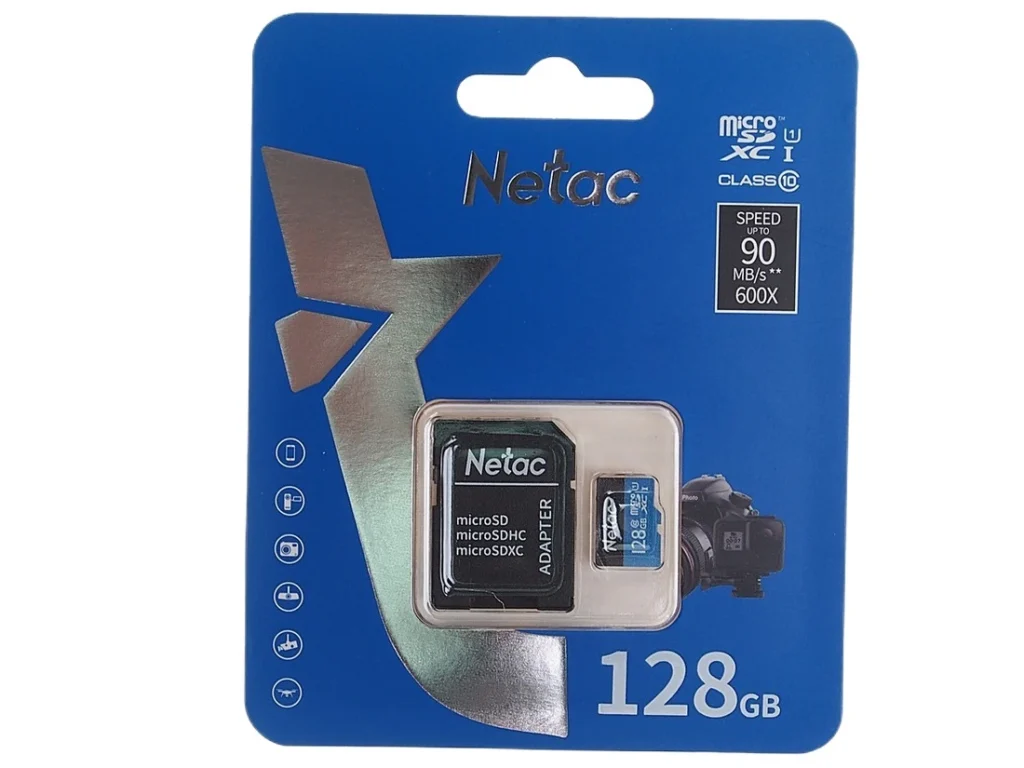 MicroSD 128GB Netac P500 Standard Class 10 UHS-I (90 Mb/s) + SD адаптер