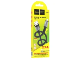 Кабель USB - микро USB HOCO X85 Strength, 1.0м, круглый, 2.4A, силикон, цвет: чёрный (1/35/350)