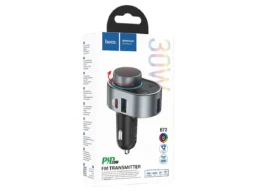 FM-трансмиттер HOCO E72 Alegria, Bluetooth, 2 USB, 1 Type-C, PD30Вт, пластик, дисплей, цвет: серый