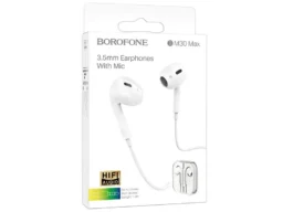 Наушники внутриканальные Borofone BM30, Max, пластик, микрофон, кабель 1.2м, цвет: белый