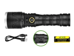 Фонарь в руку 162Y (PM30, Аккум. 1*26650 или 3ААА, Type-C, фокус, индикатор, USB) + жолтый свет