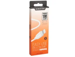 Кабель USB - 8 pin Borofone BX14 LinkJet, 1.0м, круглый, 2.4A, силикон, цвет: белый (1/360)