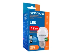 Лампа светодиодная KRONUS G45 шар 12 Вт 220V 6000K E27 холодный свет (10/100)