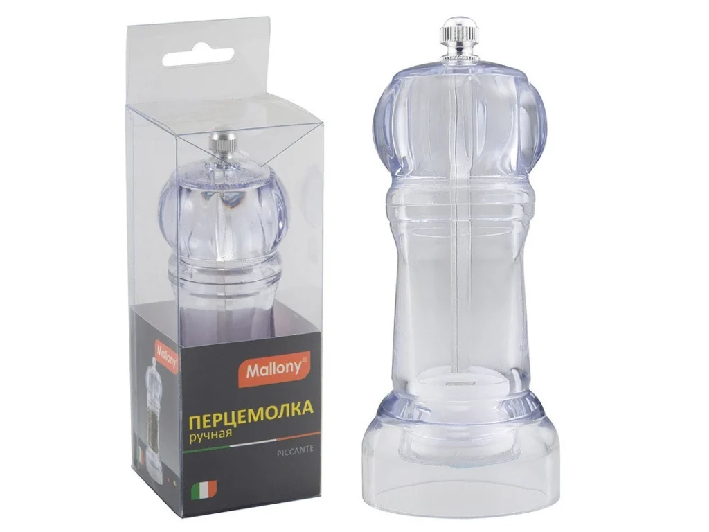 Перцемолка ручная PICCANTE, р-р 5*14 см, акрил, жернова из керамики (1/12/120)