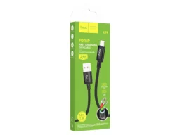 Кабель USB - 8 pin HOCO X89 Wind, 1.0м, 2.4A, ткань, цвет: чёрный (1/420)