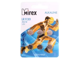 Элемент питания Mirex AG10 / LR1130 1,5V 6 шт (6/216/648), ecopack