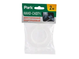 Нано-лента двусторонняя клейкая многоразовая, прозрачная, 2м*2см PARK (1/12/240)