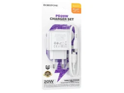 СЗУ 1 Type-C Borofone BAS43A Potential, пластик, PD20Вт, QC3.0, кабель Type-C - Type-C, цвет: белый