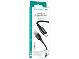 Кабель USB - микро USB Borofone BX54, 1.м, 2.4A, нейлон, цвет: черный (1/360)
