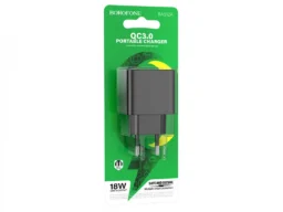 Блок питания сетевой 1 USB Borofone BAS12A Erudite, пластик, QC3.0, цвет: чёрный (1/70/280)