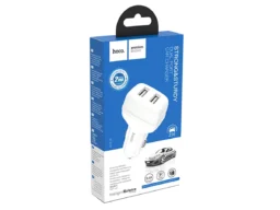 АЗУ 2 USB HOCO Z36 Leader, 2400mA, огнестойкий, пластик, белый(1/14/140)