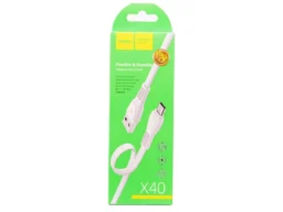 Кабель USB - микро USB HOCO X40 Noah, 1.0м, плоский, 2.4A, силикон, цвет: белый (1/33/330)