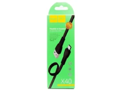 Кабель USB - микро USB HOCO X40 Noah, 1.0м, плоский, 2.4A, силикон, цвет: чёрный (1/33/330)